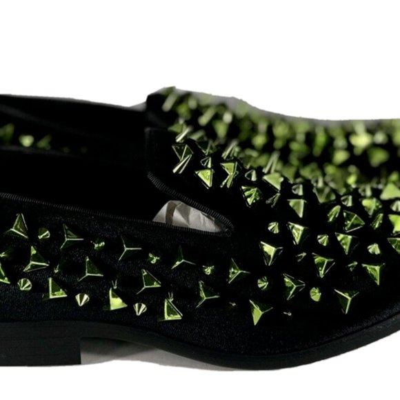 Amali Men\'s Slip-on Smoking Loafer Shoes Black Green Spikes Sizes 9 - 9.5 main image 8